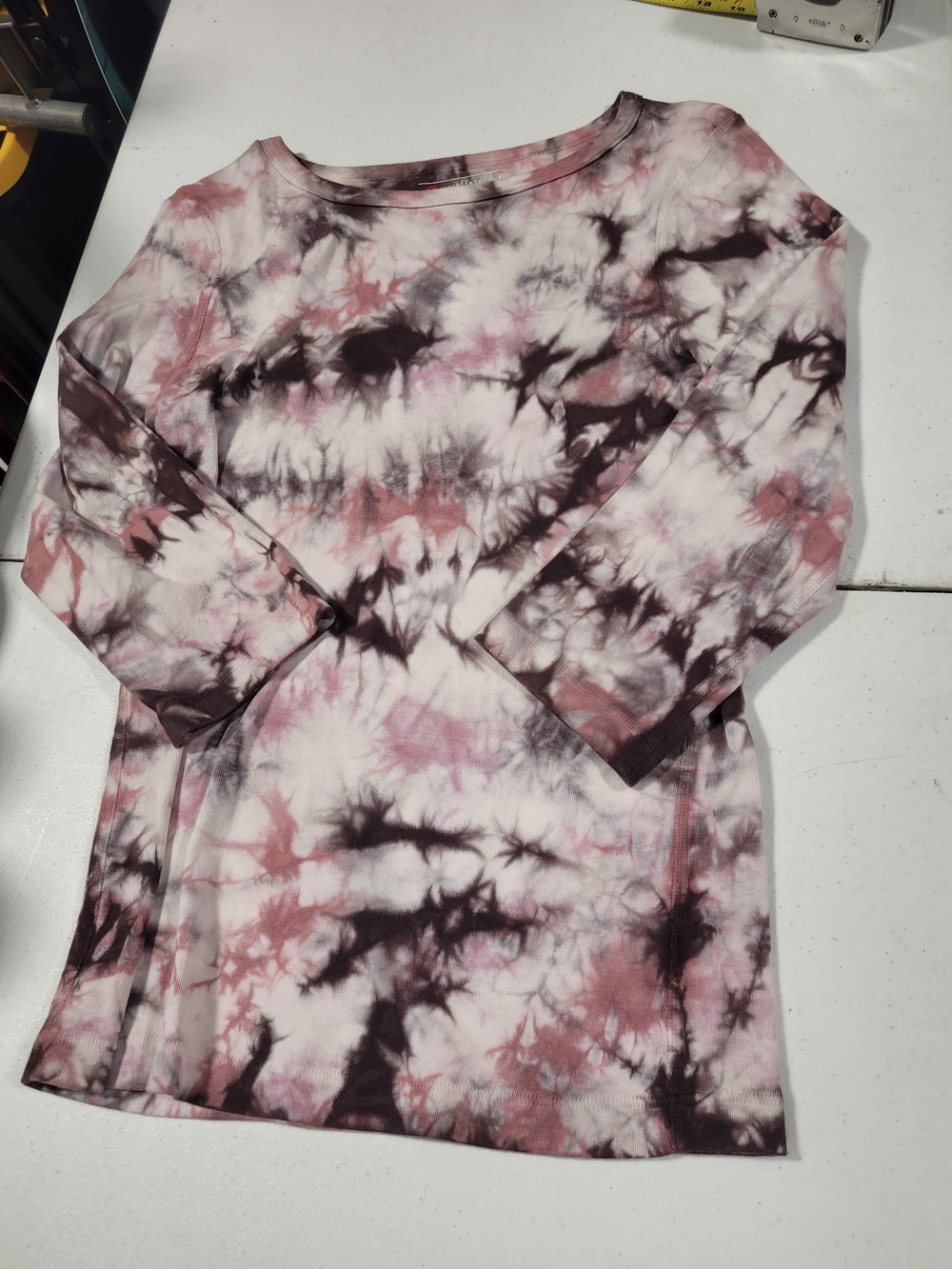 Women's Tie-Dye Boatneck Top - Mauve & Charcoal
